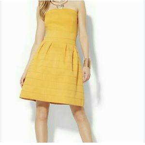 Womens New York & Company Dress Strapless Deep Yellow Size Medium